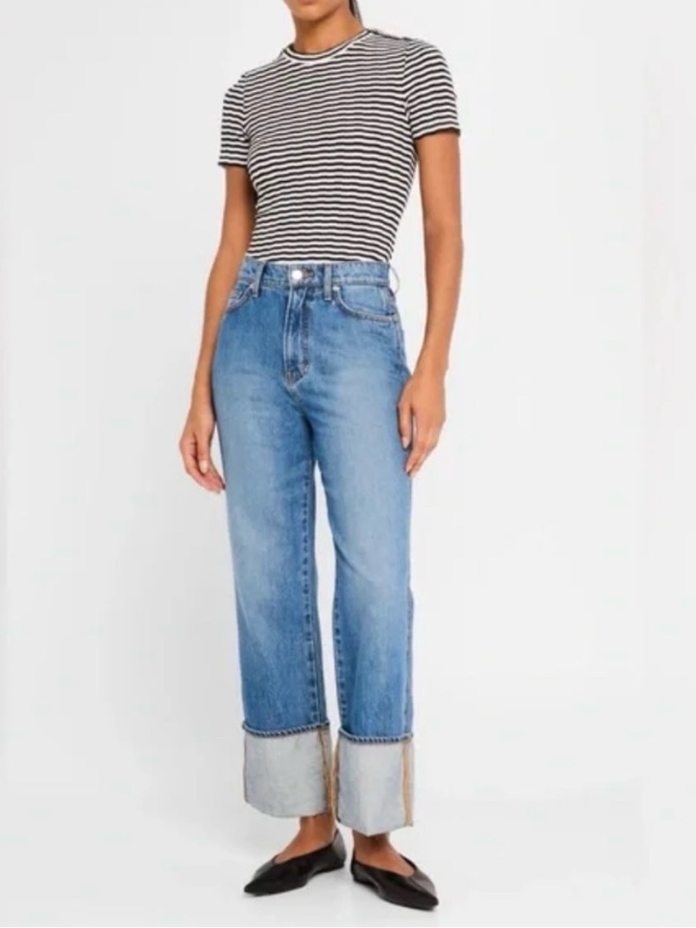 Veronica Beard Dylan Cuffed Straight Jeans Seaside Blue Size 28